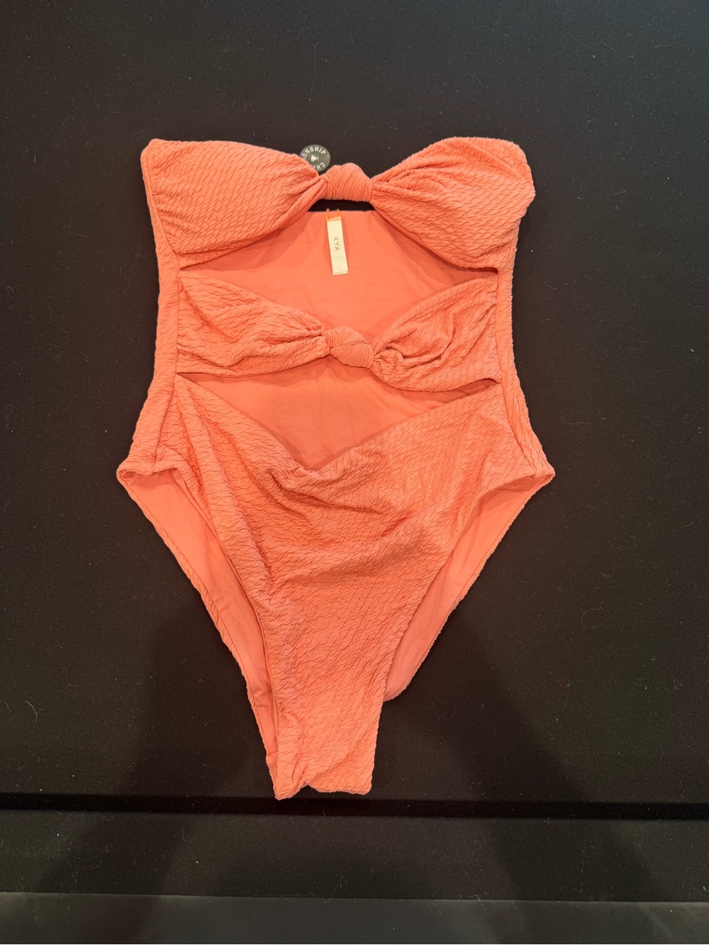 Ya Los Angeles Coral Pink Textured One-Piece with Front Knot